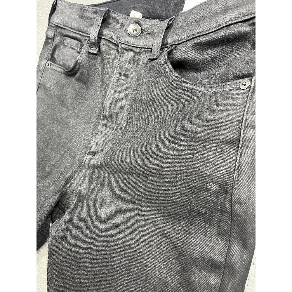 Rag & Bone Jeans Womens 27 Shiny Black High Rise Skinny Denim Stretch Coated - Picture 11 of 16